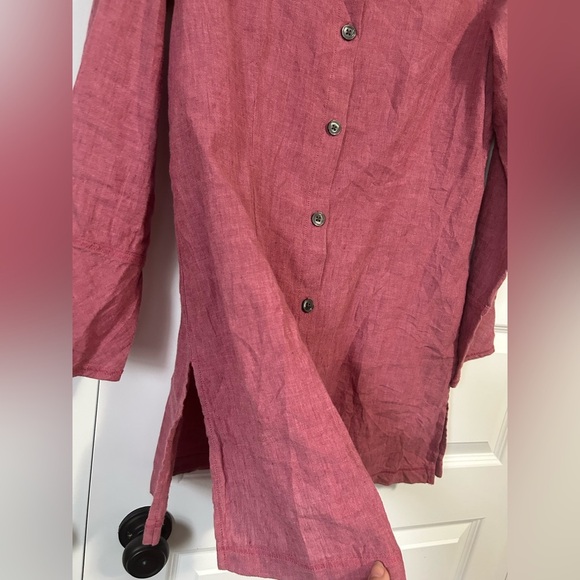 J. Jill Linen Pink Mandarin Collar Tunic - Picture 7 of 9